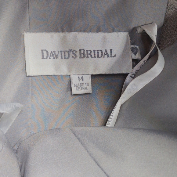 Elegant Gray Lace Strapless Sz 14 Dress By David's Bridal - Picture 3 of 6